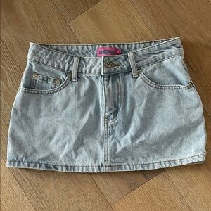 Edikted Light Blue Denim Mini Skirt